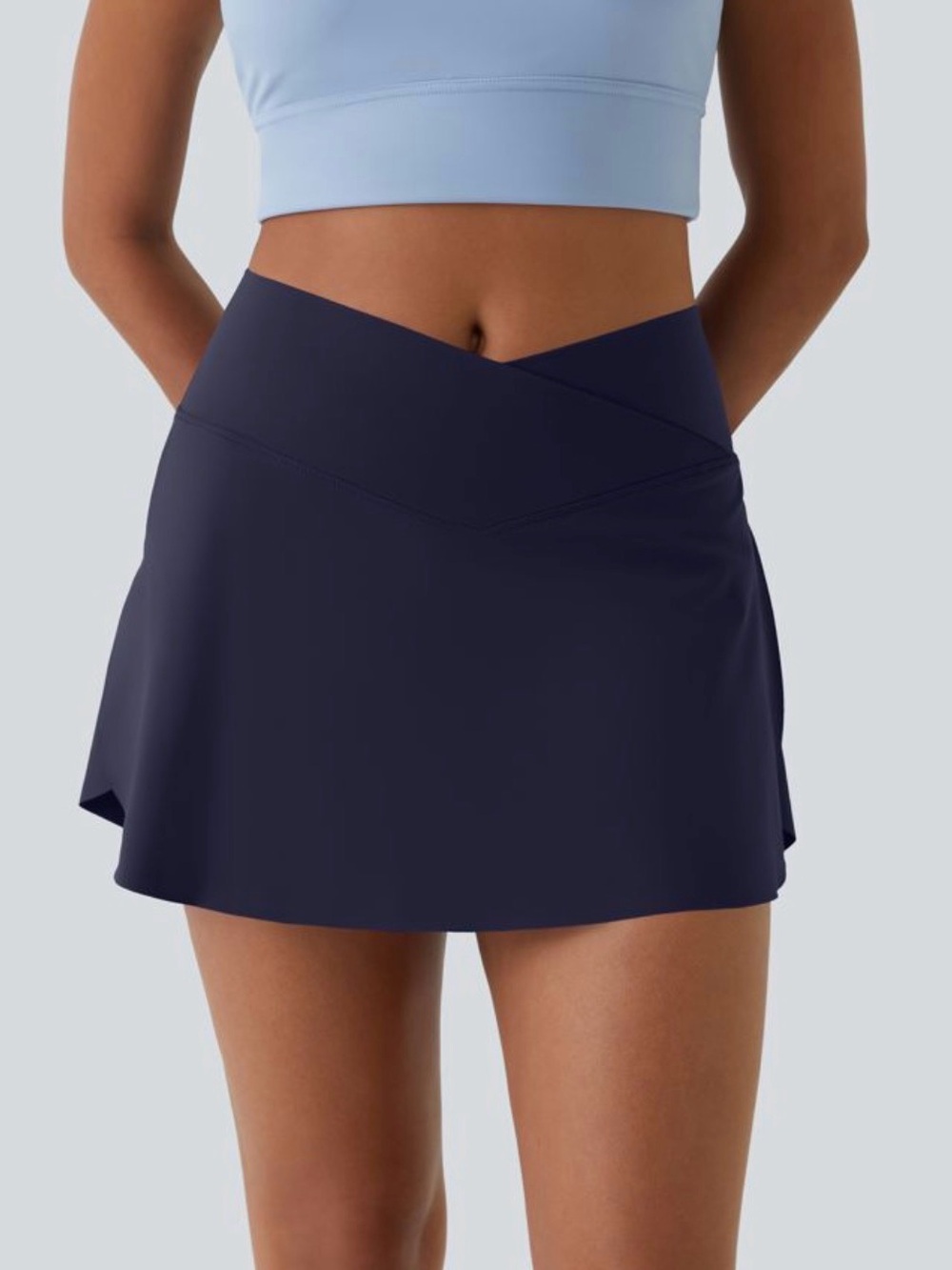 HALARA Navy Cross-Waist Active Skirt